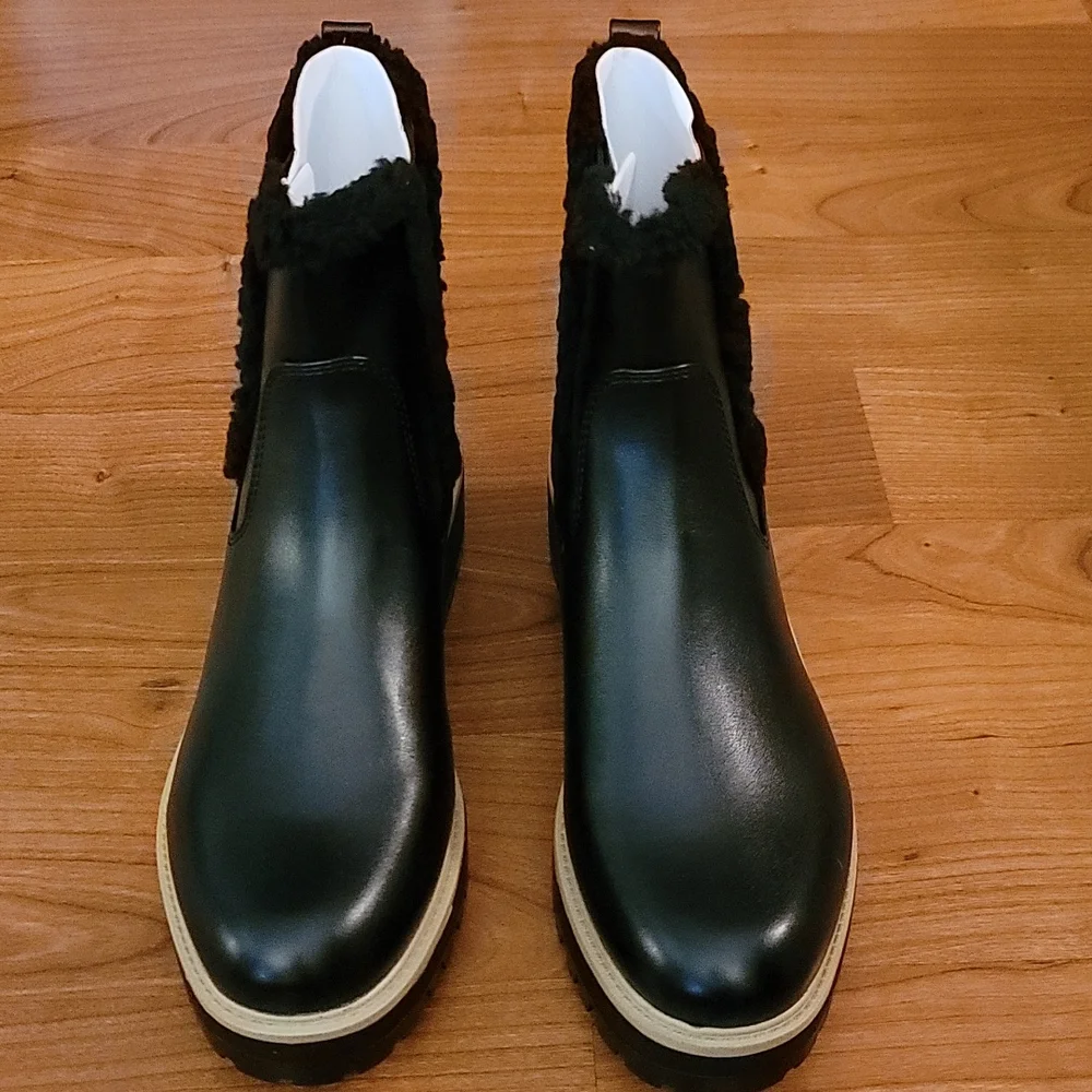 Marc Fisher Ink Lug Sole Chelsea Fur Detail Boots - Picture 3 of 9